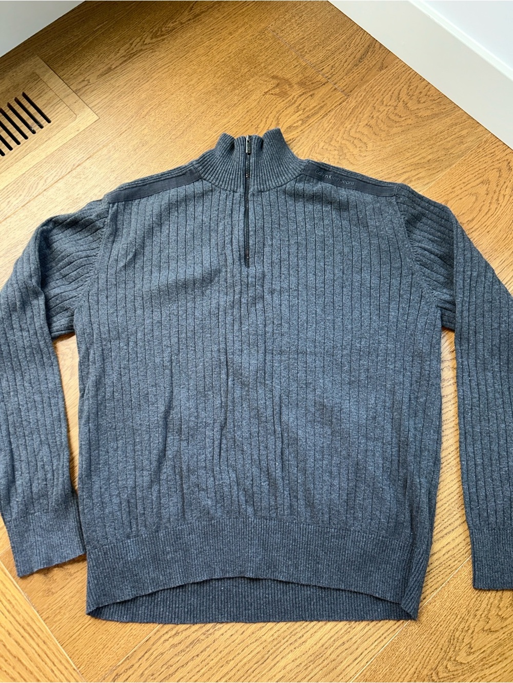 Calvin Klein Jeans Men's Ribbed Half-Zip Sweater - Charcoal